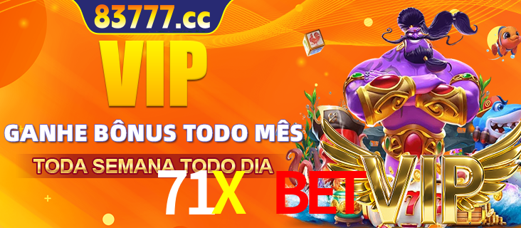 Banner promocional do 71X BET oferecendo 100% de recompensas adicionais contínuas para quem fizer o login diário (Daily sign-in), com um mascote de coelho.