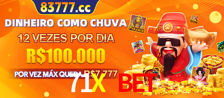 Banner do programa de recompensas Recomende para amigos do 71X BET, detalhando os bônus por convidar amigos, com prêmios que chegam a R$288.888.