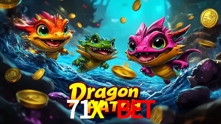 Arte promocional do jogo Dragon Hatch com três adoráveis dragões bebês nadando entre moedas de ouro, um dos slots mais divertidos para jogar no cassino 71X BET.