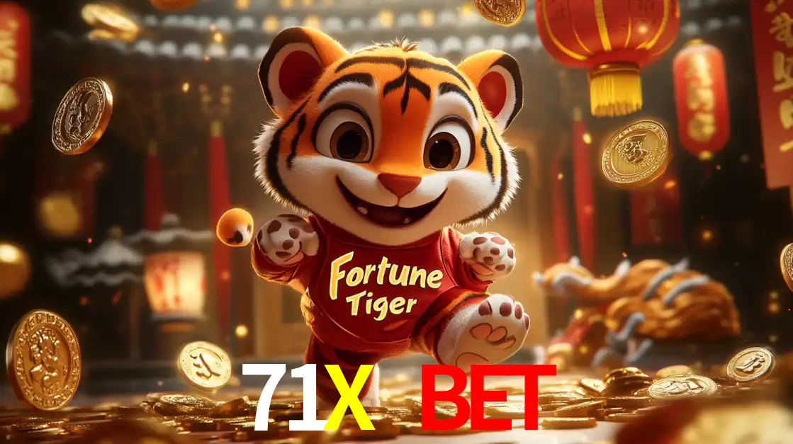 O alegre personagem do Fortune Tiger correndo sobre um caminho de moedas de ouro, simbolizando os grandes prêmios e a diversão do popular jogo de slot do 71X BET.