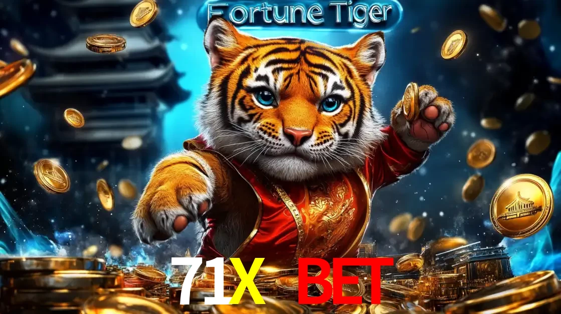 Imagem promocional do jogo de slot Fortune Tiger, com um tigre majestoso em traje tradicional cercado por uma fortuna em moedas de ouro, disponível agora no cassino 71X BET.